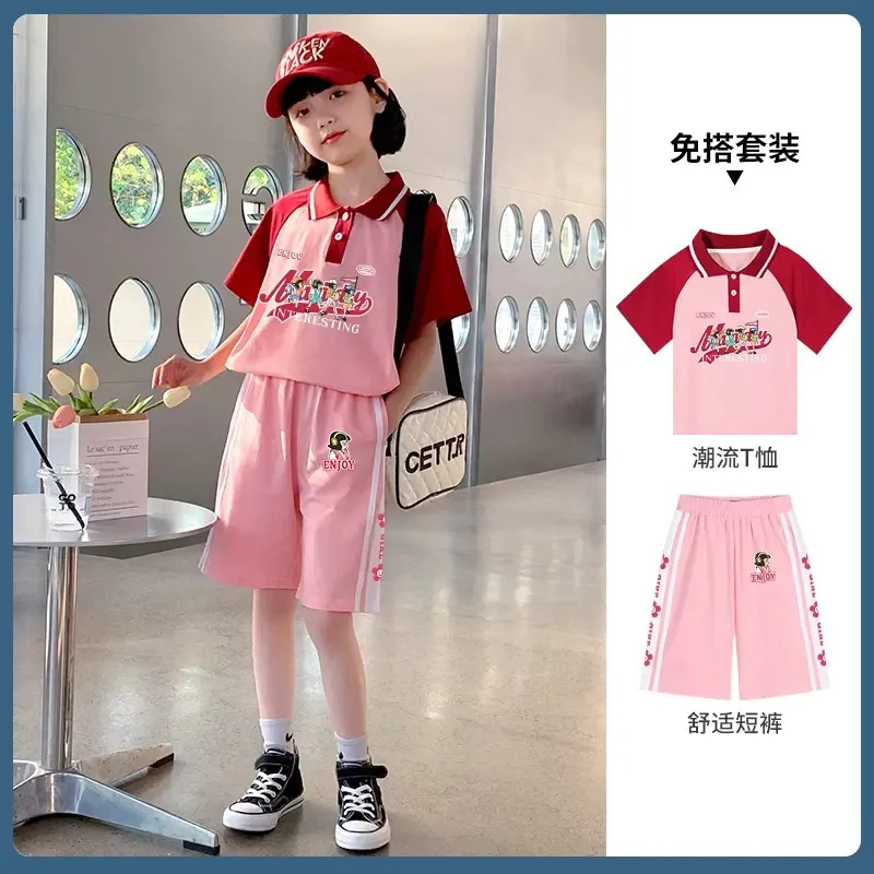 女童短袖短褲套裝夏款兒童兩件套春季洋氣時髦女大童衣服女孩夏裝