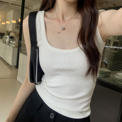 Photographed Design Hong Kong Style Sleeveless Backless Top for Women Summer 2024 New Arrival Outerwear American Style Letter Backless Top