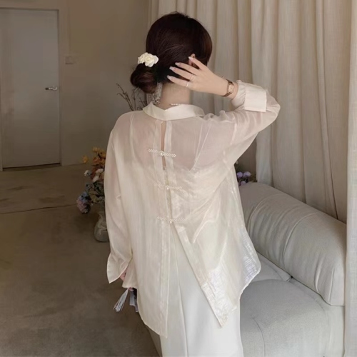 Ice silk summer sun protection cardigan women's thin 2024 new niche design shirt new Chinese style shirt jacket