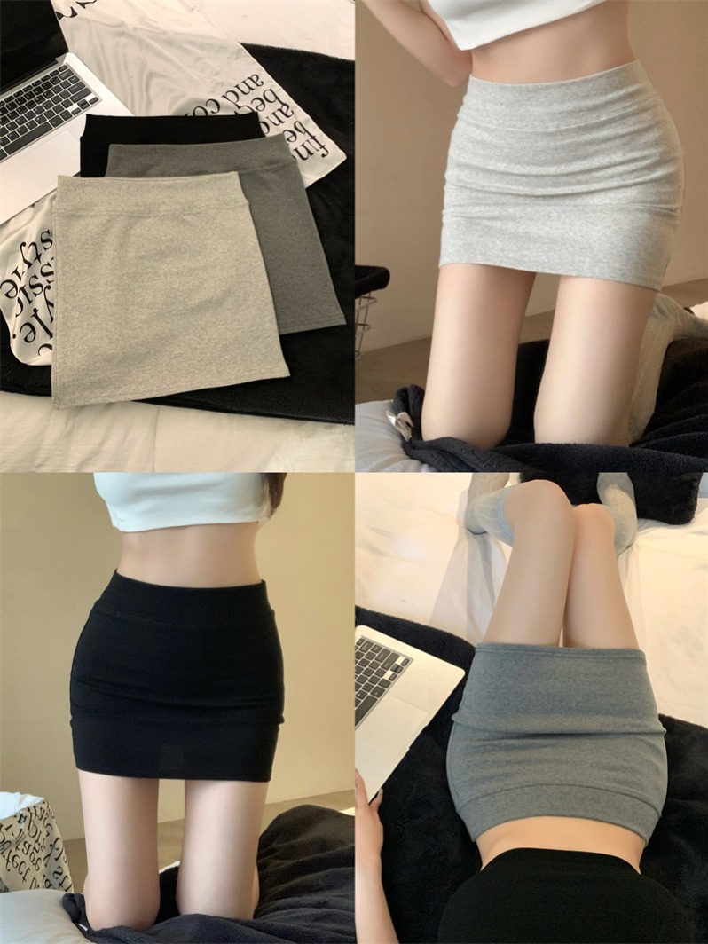 Real shot of hot girl's short pure lust sexy stretchy slim fit hip-hugging skirt