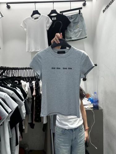 yanyanshop夏季新款韩版修身显瘦圆领短袖T恤印花字母休闲上衣女