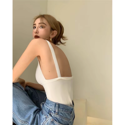 French V-neck camisole for women in summer, sexy backless hottie style outer bottoming European and American ins top