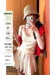 HEYGIRL黑哥 miu系波點蕾絲花邊小吊帶女夏顯瘦內搭上衣