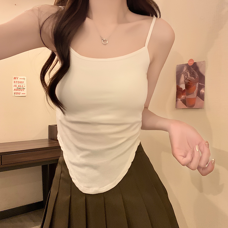 實拍 不規則內搭帶胸墊無袖外穿性感小背心女夏季