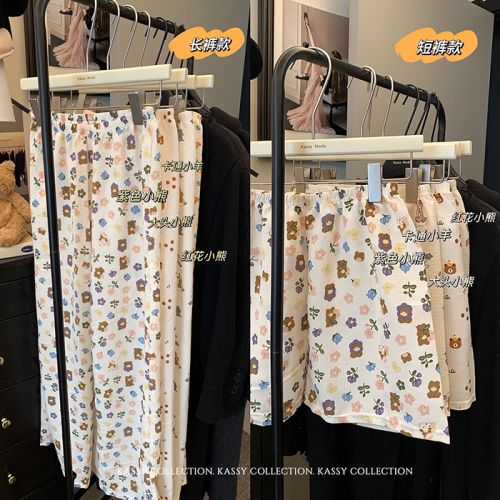 Actual shot~ Summer new Korean style loose and thin style home casual walking pants that can be worn outside long and short pajamas for women