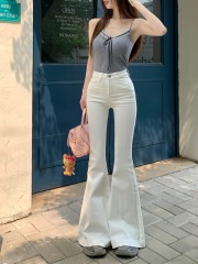 Photographed High-waisted Stretch Basic Versatile Micro-ripped Jeans