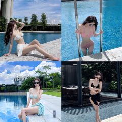 實拍新款泳裝性感比基尼分體bikini三件套泳衣女含內褲