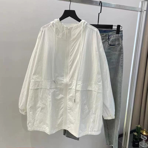 Casual mid-length hooded sun protection shirt for women, loose outer wear, new Hong Kong style lazy long-sleeved sun protection shirt jacket