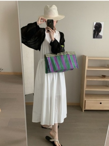 2024 South Korea Dongdaemun TABLE Simple Solid Color Open-Neck Short-Sleeve Knit Cardigan Outerwear for Styling