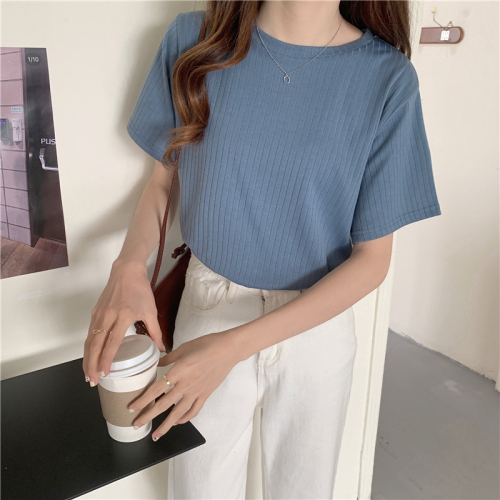 Actual shot of 2024 spring and summer new versatile short-sleeved T-shirt for female students loose