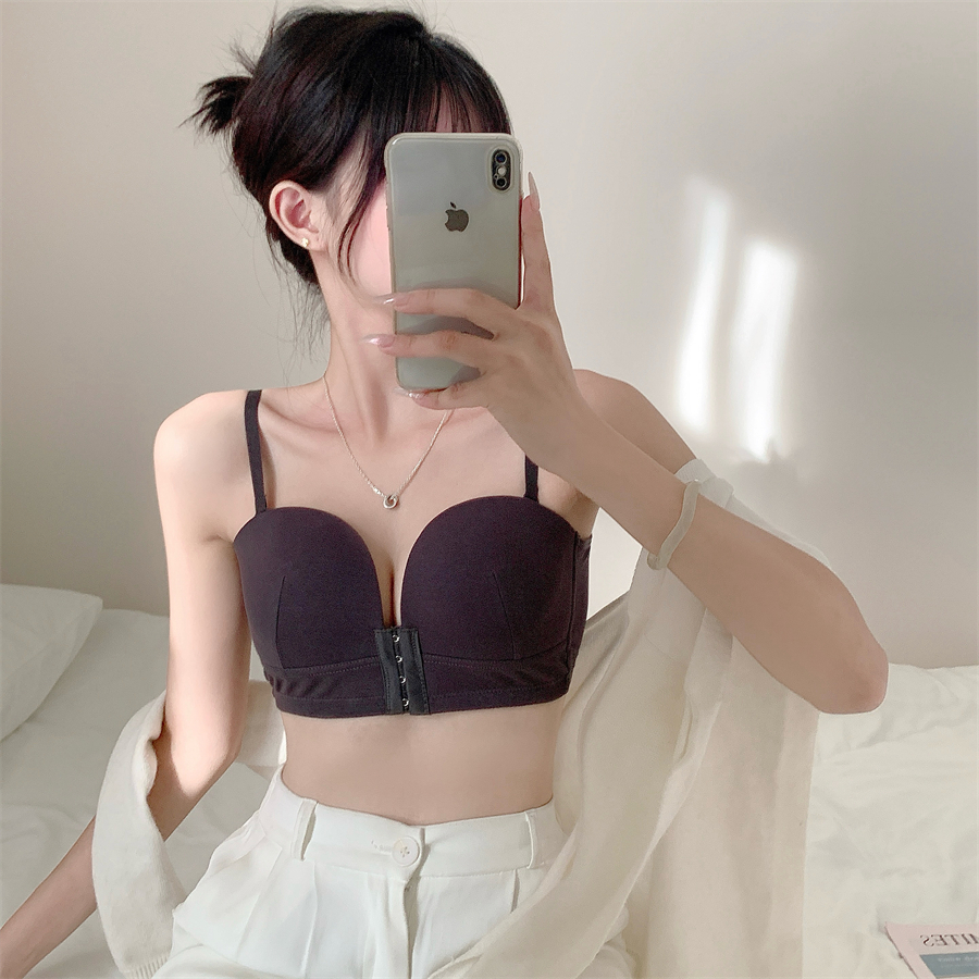 實拍價~大碼小胸聚攏無痕純棉文胸背心前扣裹胸透氣美背內衣