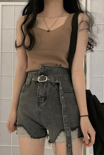 韩国chic夏季内搭打底针织上衣设计感无袖冰丝背心吊带女