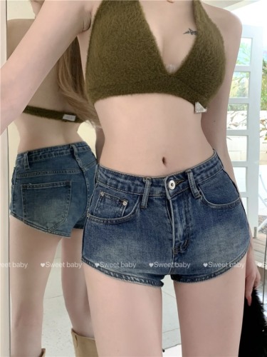 Real shot!  Hot Tight Button Shorts High Waist Korean Style Summer Slim Jeans Women's Hot Pants Trendy