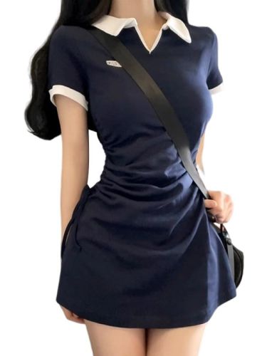 polo连衣裙女夏季2024新款设计感小众小个子法式辣妹包臀气质短裙
