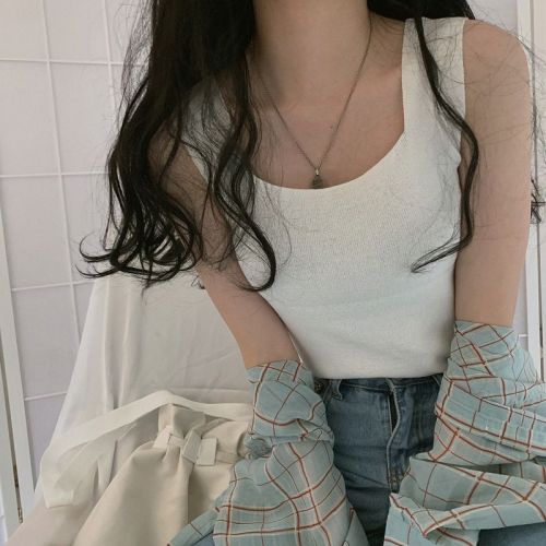 韩国chic夏季内搭打底针织上衣设计感无袖冰丝背心吊带女