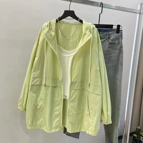 Casual mid-length hooded sun protection shirt for women, loose outer wear, new Hong Kong style lazy long-sleeved sun protection shirt jacket