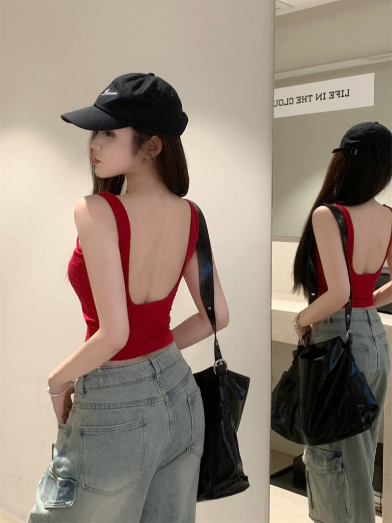 實拍~美背性感吊帶大露背無袖背心夏日新款