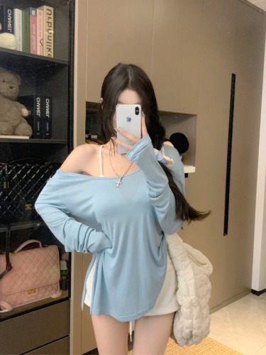 Real shot~ Korean paper people ultra comfortable 1 day silk long-sleeved T must be entered! Mask T versatile sun protection cover shirt 