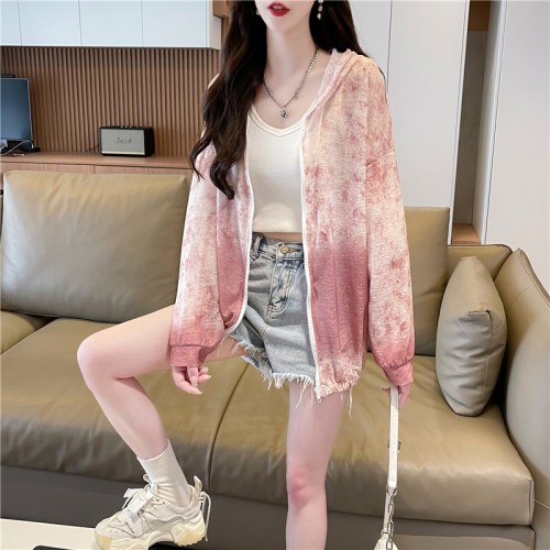 Real shot summer Korean style loose ice silk nanosilk outdoor breathable zipper cardigan sun protection jacket for women