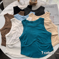 Real shot of summer sweet and spicy pure desire versatile vest for women pure cotton slim bottoming outer top