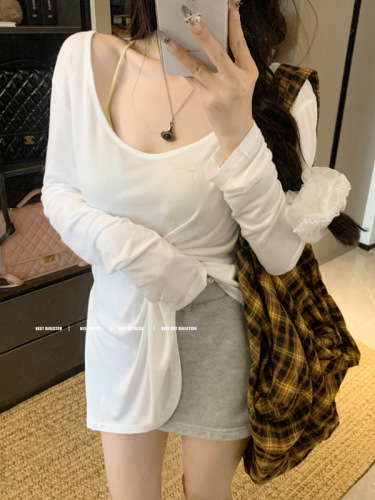 Real shot~ Korean paper people ultra comfortable 1 day silk long-sleeved T must be entered! Mask T versatile sun protection cover shirt 