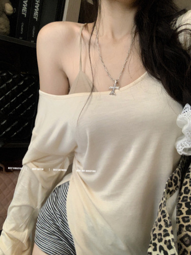 Real shot~ Korean paper people ultra comfortable 1 day silk long-sleeved T must be entered! Mask T versatile sun protection cover shirt 