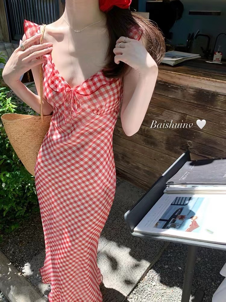 白水女realisatio*熟櫻桃~格紋吊帶魚尾裙4/11 20:00新品九折