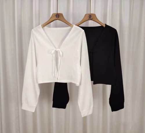 Design niche thin sun protection top for women spring plus size fat mm loose and versatile lantern sleeve short cardigan jacket