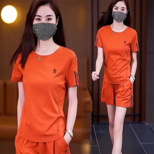 运动服套装女夏季新款时尚薄款网红短袖洋气减龄休闲服两件套#872