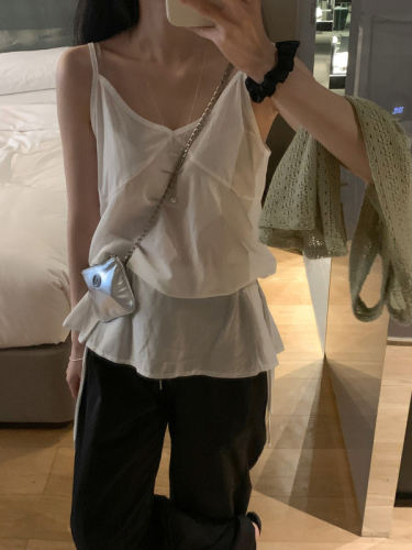 Korean ins summer lazy V-neck loose waist strap camisole
