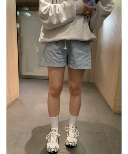 Korean chic summer striped drawstring shorts women's casual pants