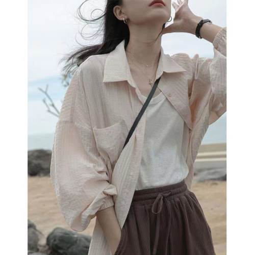 2024 new summer Korean style loose outdoor sun protection clothing women's cardigan versatile shirt jacket