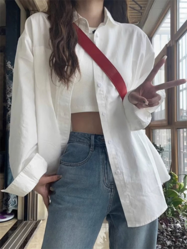 Non-shoot Spring and Summer Sunscreen Blue Shirt Loose Jacket Blouse Design Long-Sleeve French Chic Top