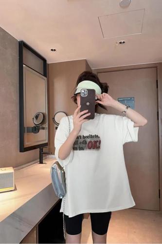 5178#官图   韩国东大门新款纯棉大码女装印花短袖T恤女