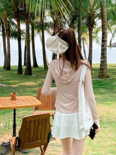Pocket nylon fabric pink sun protection clothing women's summer yoga clothing jacket tights