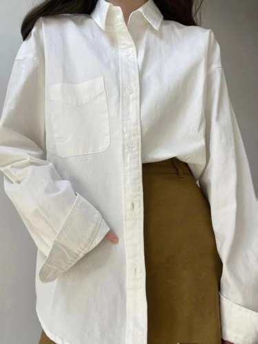 Non-shoot Spring and Summer Sunscreen Blue Shirt Loose Jacket Blouse Design Long-Sleeve French Chic Top