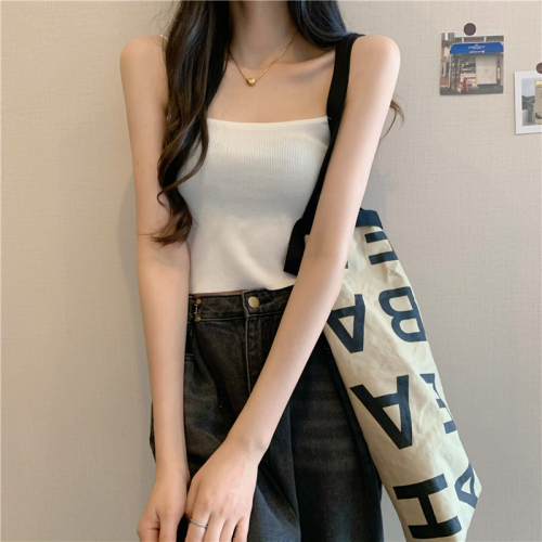 Real shot of small camisole for women to wear outside, knitted inside, bottoming shirt, summer new hot girl sleeveless top