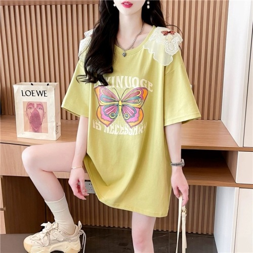 3691# Official picture quality/Pure cotton/Back collar/Mid-length heavy industry loose splicing short-sleeved T-shirt