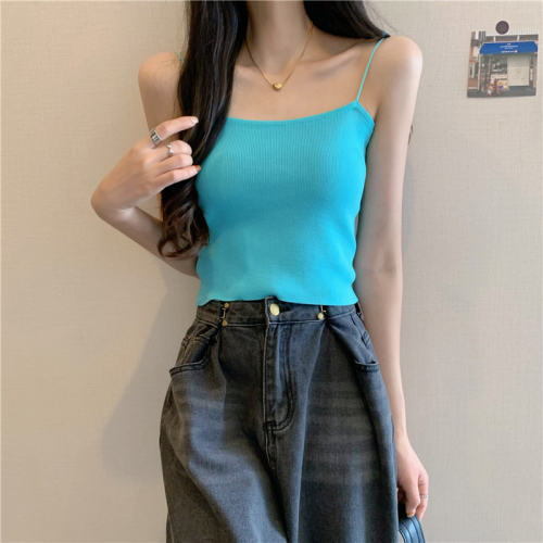 Real shot of small camisole for women to wear outside, knitted inside, bottoming shirt, summer new hot girl sleeveless top