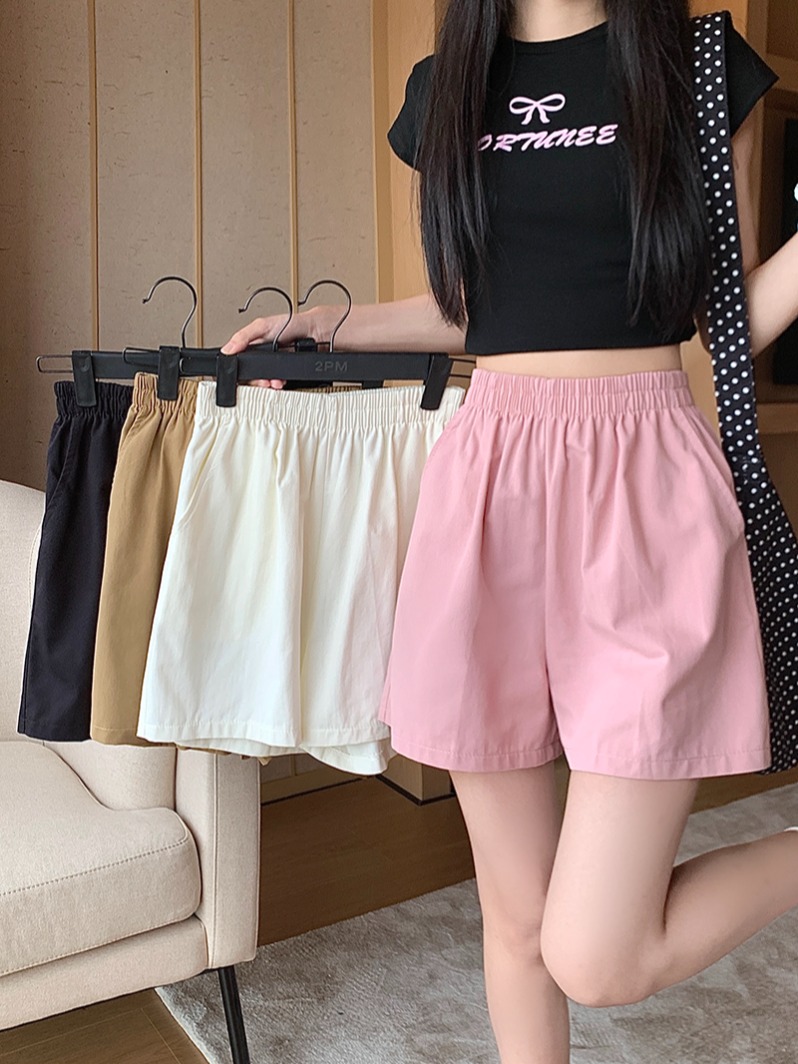 Summer cotton washed Korean style small plus size casual shorts cargo shorts women's casual pants loose