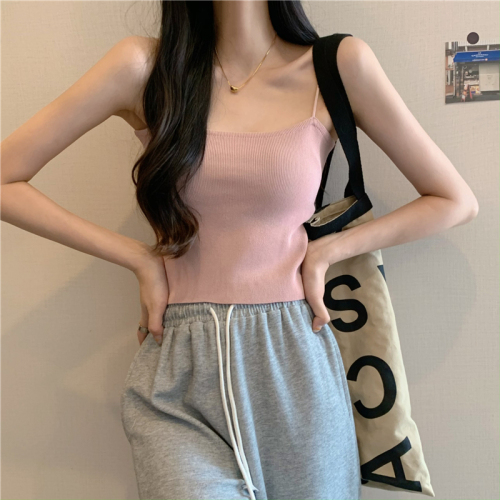 Real shot of small camisole for women to wear outside, knitted inside, bottoming shirt, summer new hot girl sleeveless top