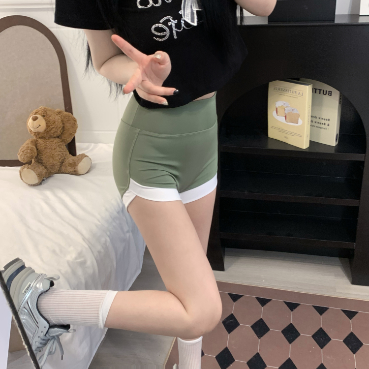 實拍 三分鯊魚褲女提臀外穿薄款運動打底短褲拼接撞色安全褲