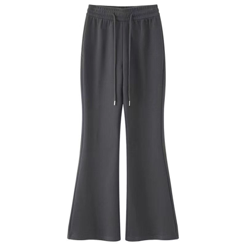 Grey Sports Micro Bell Bottoms for Women - Spring and Autumn New Arrival High-Waisted Slimming Sheer Casual American Style Pants