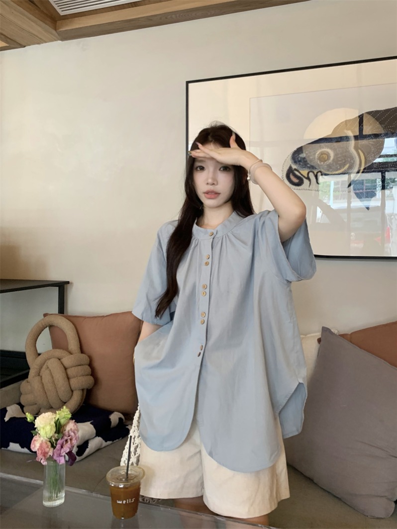 Actual shot ~ Japanese style puff sleeve lace collar shirt for women summer style French style gentle sweet and spicy style top