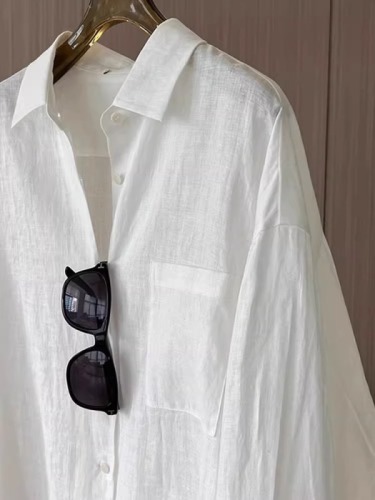 白色衬衫女2024新款春夏季法式气质宽松小衫衬衣防晒开衫长袖上衣