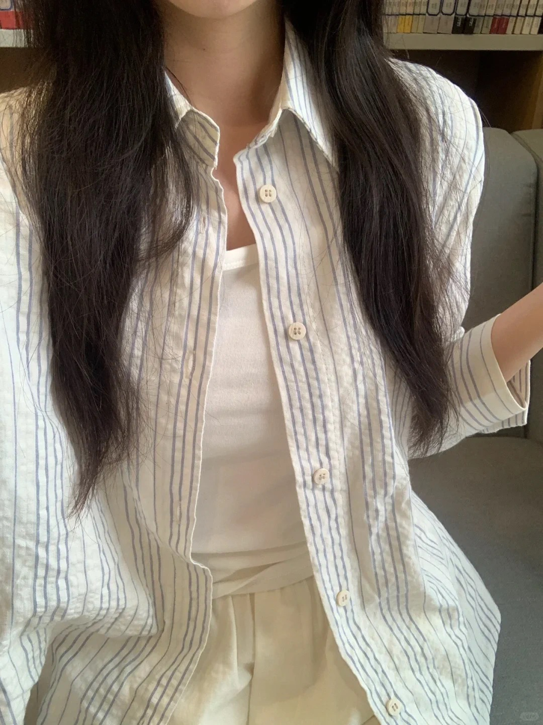 Striped Woven French Polo Neck Striped Shirt Design Sense Niche Top Korean Style Shirt Women 