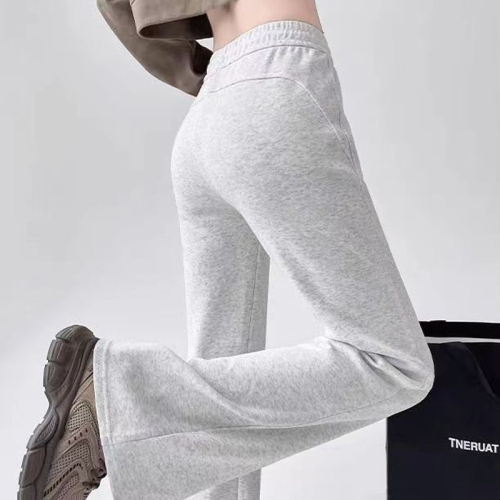 Grey Sports Micro Bell Bottoms for Women - Spring and Autumn New Arrival High-Waisted Slimming Sheer Casual American Style Pants