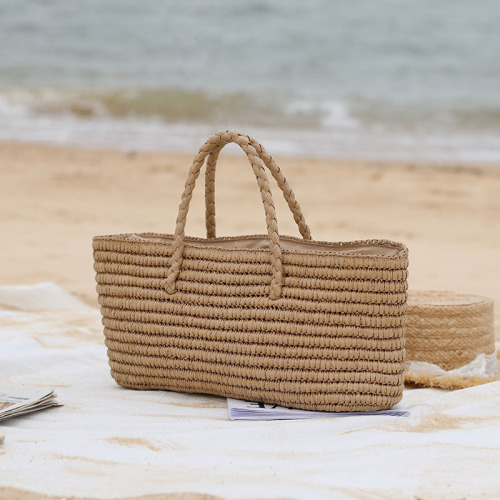 2024新款草编包手工草包编织包手提菜篮子女包大容量海边度沙滩包