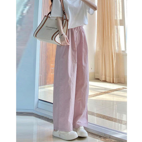 Yamamoto pants with pockets, wide-leg pants for women, summer thin high-waist drape casual loose straight pants