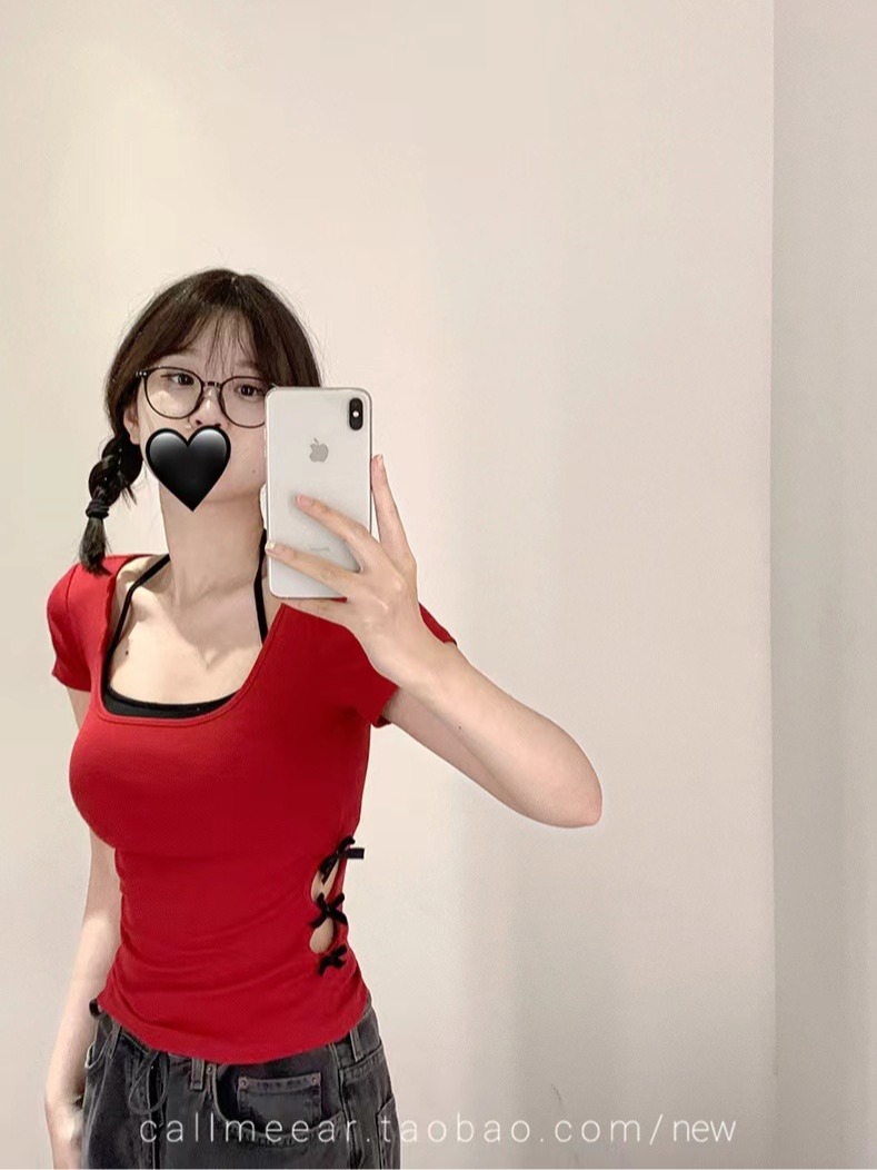 CallmeEar//美背掛脖掛脖背心女夏短款性感辣妹上衣 自帶胸墊